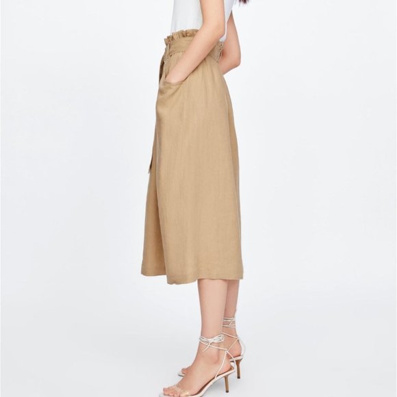 NWT ZARA BELTED LINEN SKIRT 8119/047 - Picture 4 of 9